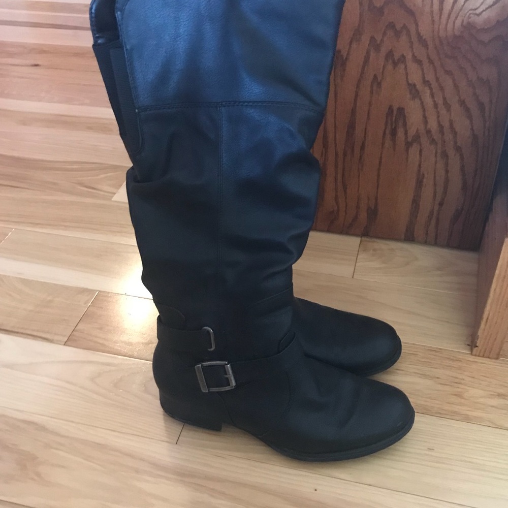 BareTraps Black Faux Leather Boots